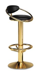 Art.130/Swivel, Taburete pizca de marco de acero de oro, asiento redondo tapizado, cubierta de cuero, para entornos de contrato