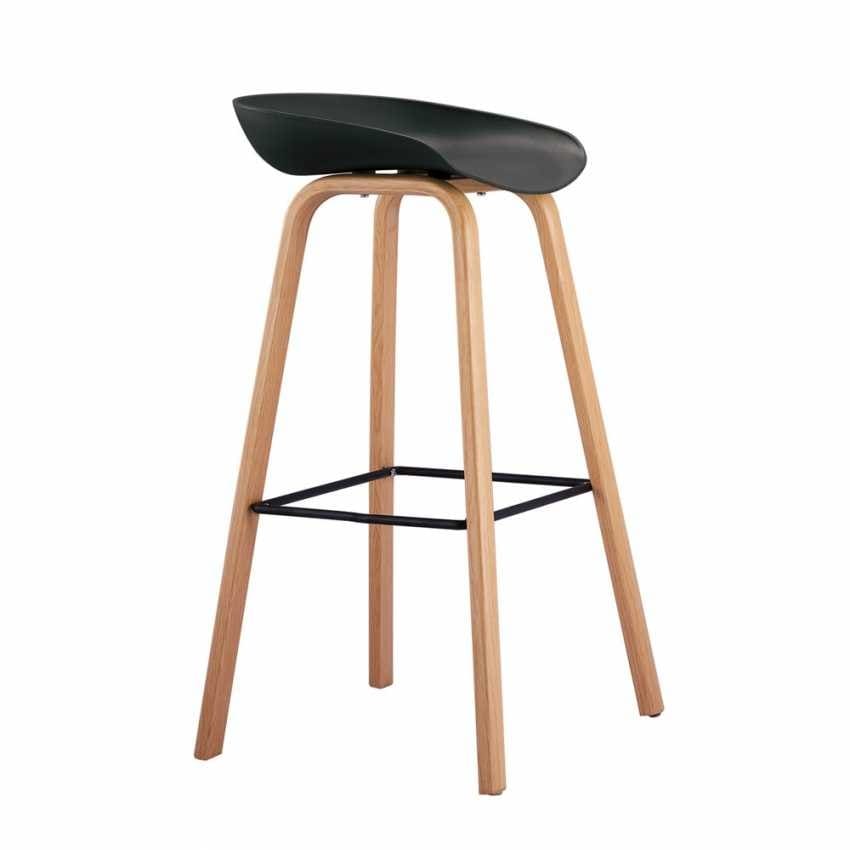 Taburete Con Patas De Madera Con Reposapies Idfdesign