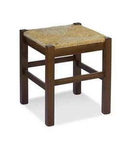 H/307 P heces Anita, Heces rstico en madera maciza de pino con asiento de paja