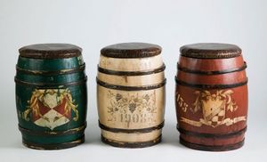 Art. DEC 20, Taburete de madera rstica, en forma de barril, decoradas a mano