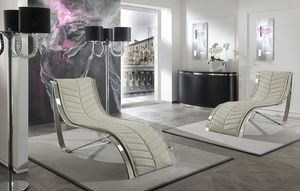 Wave, Chaise longue tapizada, estructura de metal cromado, ambientes clsicos residencial