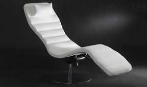 Cooki, Chaise longue de cuero blanco, metal comn, para muebles privado y negocio