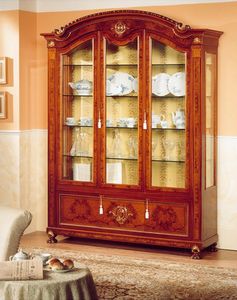 DUCALE DUCVE3P / Display cabinet with 3 doors, Vitrina de madera de fresno burl, de estilo clsico