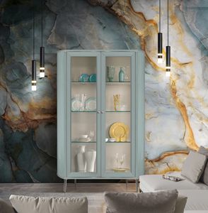 Art. 1105 Millerighe vitrina, Vitrina de madera lacada con decoraci�n acanalada.