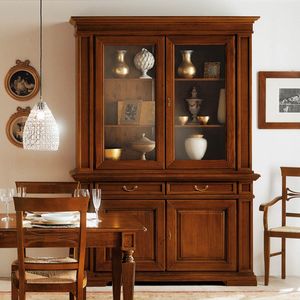Home set Home NOTGIO202, Vitrina clsica de dos cuerpos de aspecto tradicional y macizo