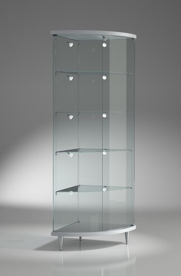 K-Möbel Vitrina en Plateado con 2 estantes de Vidrio Regulables en Altura con Las Dimensiones externas 80x60x25 cm. 